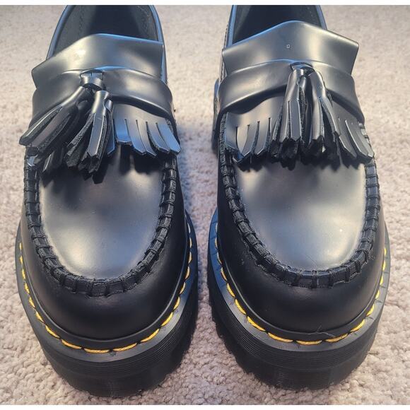 NWOT Dr Martens Adrian Quad Platform Tassel Loafers Black Smooth Leather - Picture 4 of 12